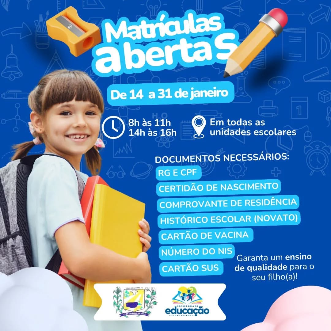 SECRETARIA DE EDUCAÇÃO CONVIDA PAIS E RESPONSÁVEIS A REALIZAR A MATRÍCULA DOS FILHOS PARA O ANO LETIVO DE 2025