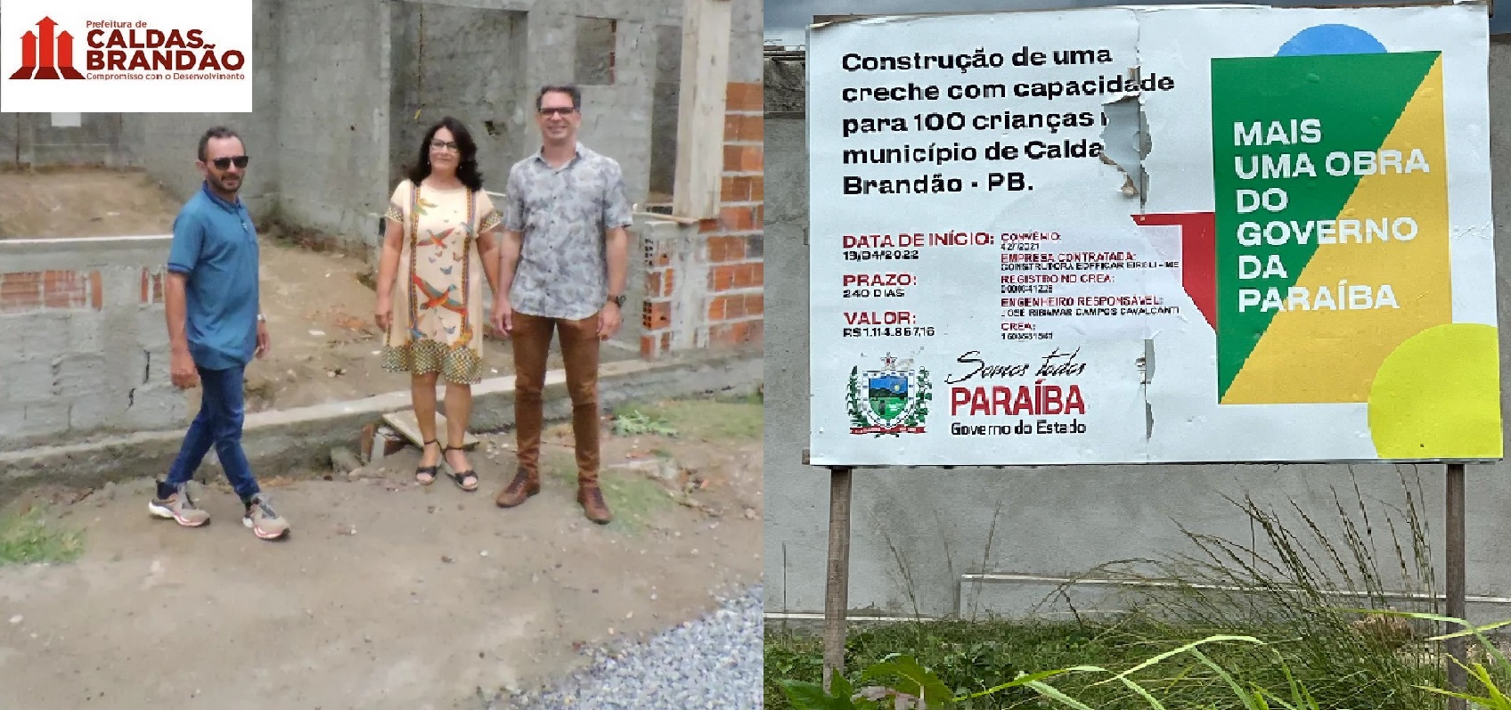 Em Caldas Brandão-PB, Prefeito Fábio Rolim acompanha de perto a construção da creche da “Vila Nova”, mais um investimento na educação de: R$ 1.114.867,16, confira!