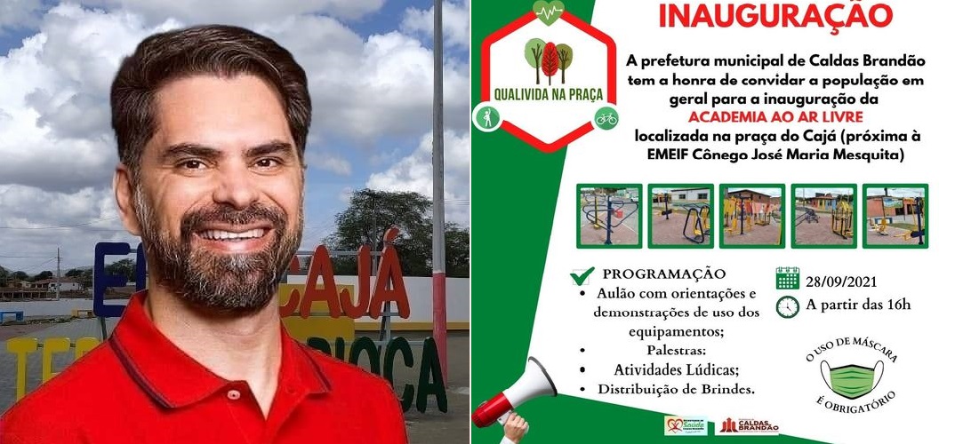 Em Caldas Brandão-PB, Prefeito Fábio Rolim do (MDB), convida toda população para inauguração da academia ao ar livre localizada na praça do Cajá, Confira!