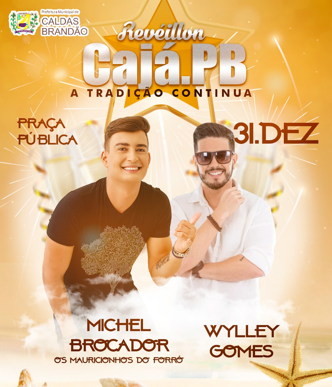 Em Caldas Brandão/PB, Prefeita Neuma Rolim confirma show das Bandas os Mauricinhos do forró, Michel Brocador e Wylly Gomes, na programação de Réveillon