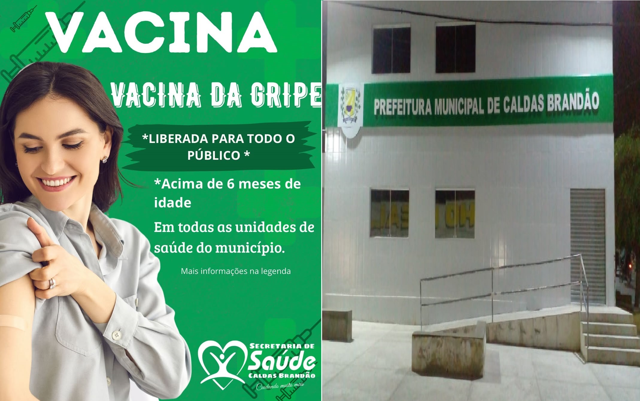 VACINAÇÃO CONTRA A INFLUENZA É AMPLIADA PARA TODA A POPULAÇÃO A PARTIR DE 6 MESES EM CALDAS BRANDÃO