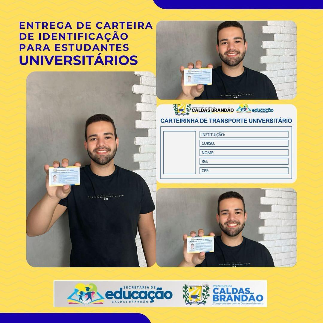 CALDAS BRANDÃO ENTREGA CARTEIRAS DE IDENTIFICAÇÃO PARA ESTUDANTES DO TRANSPORTE UNIVERSITÁRIO