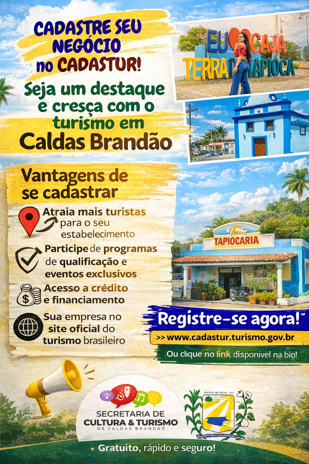PREFEITURA DE CALDAS BRANDÃO ORIENTA COMERCIANTES SOBRE CADASTRO NO CADASTUR PARA FORTALECER O TURISMO LOCAL