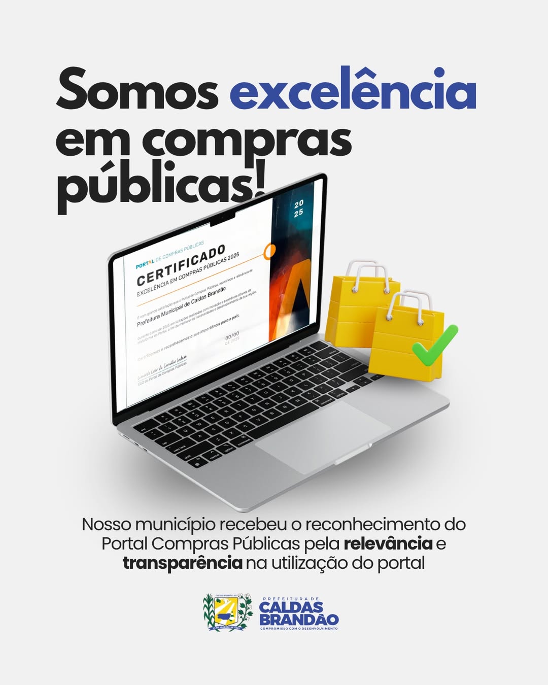 CALDAS BRANDÃO CONQUISTA CERTIFICADO DE EXCELÊNCIA EM COMPRAS PÚBLICAS 2025